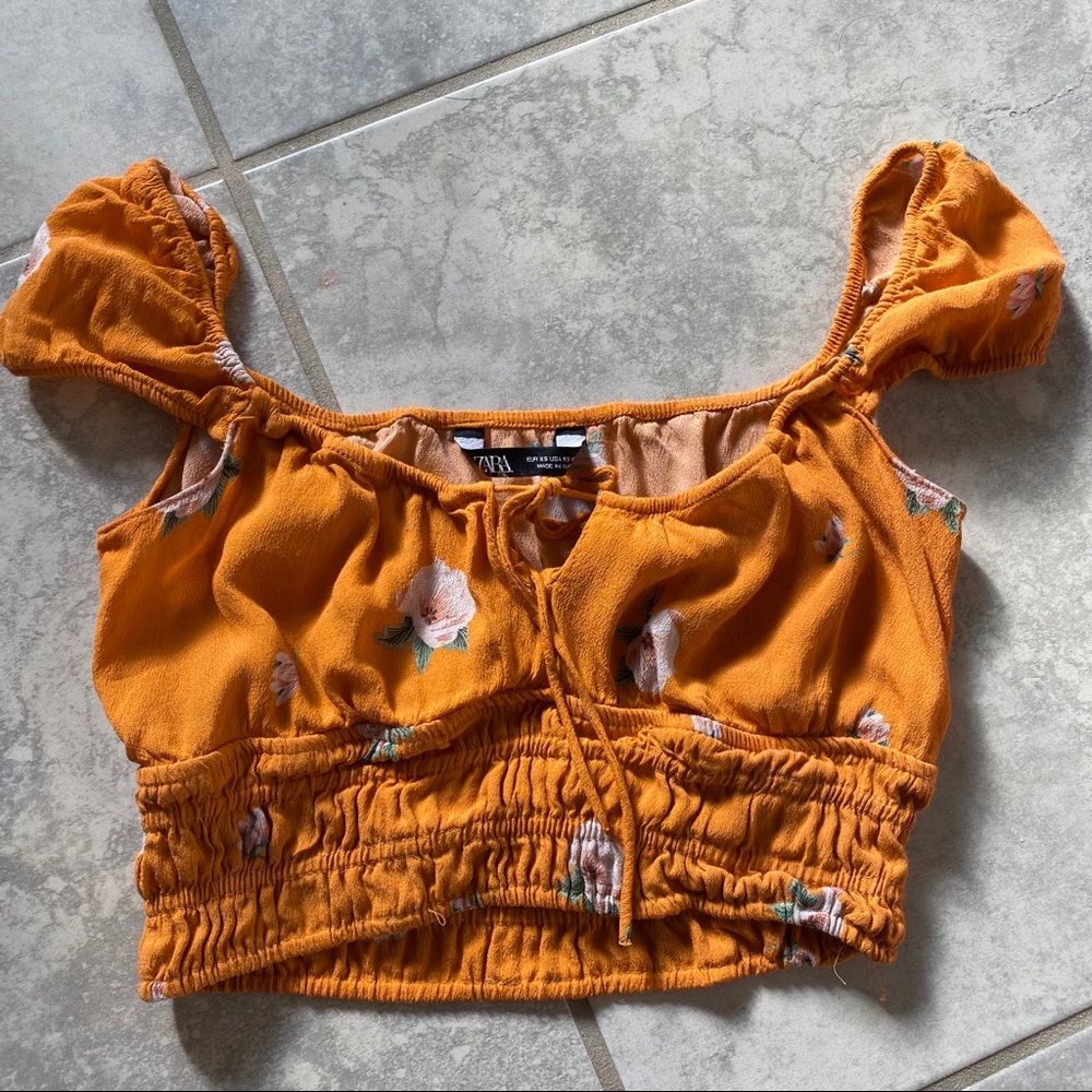 Zara orange crop top